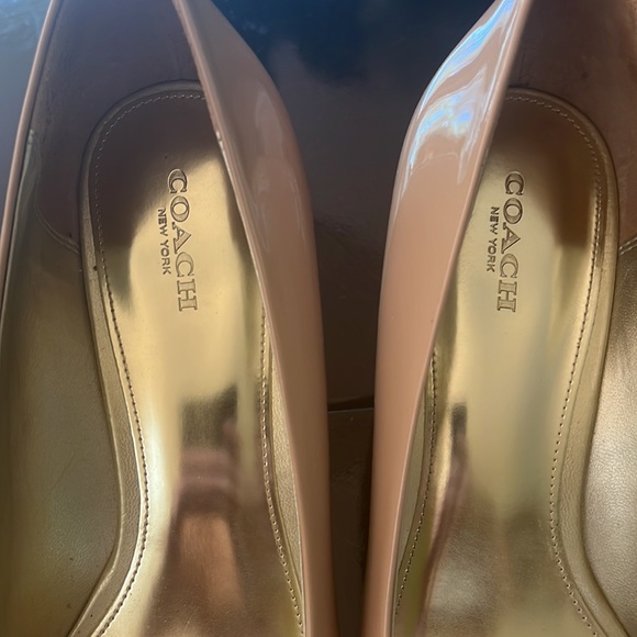 coach peep toe nude patent wedge, size 9B - Picture 2 of 10